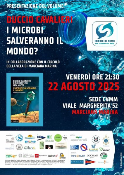 Locandina presentazione del volume "I Microbi salveranno il mondo?"